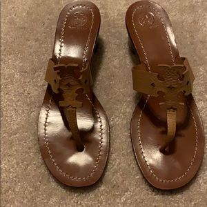 Tory Burch Tan Heel Sandals. Size 10.5